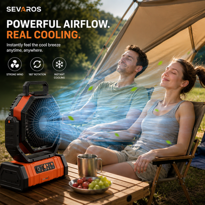 Sevaros CampBreeze™ Camping Fan Rechargeable LED Lantern Battery Powered — Portable Tent Fan with Light for Outdoor Camping RV Hiking Travel