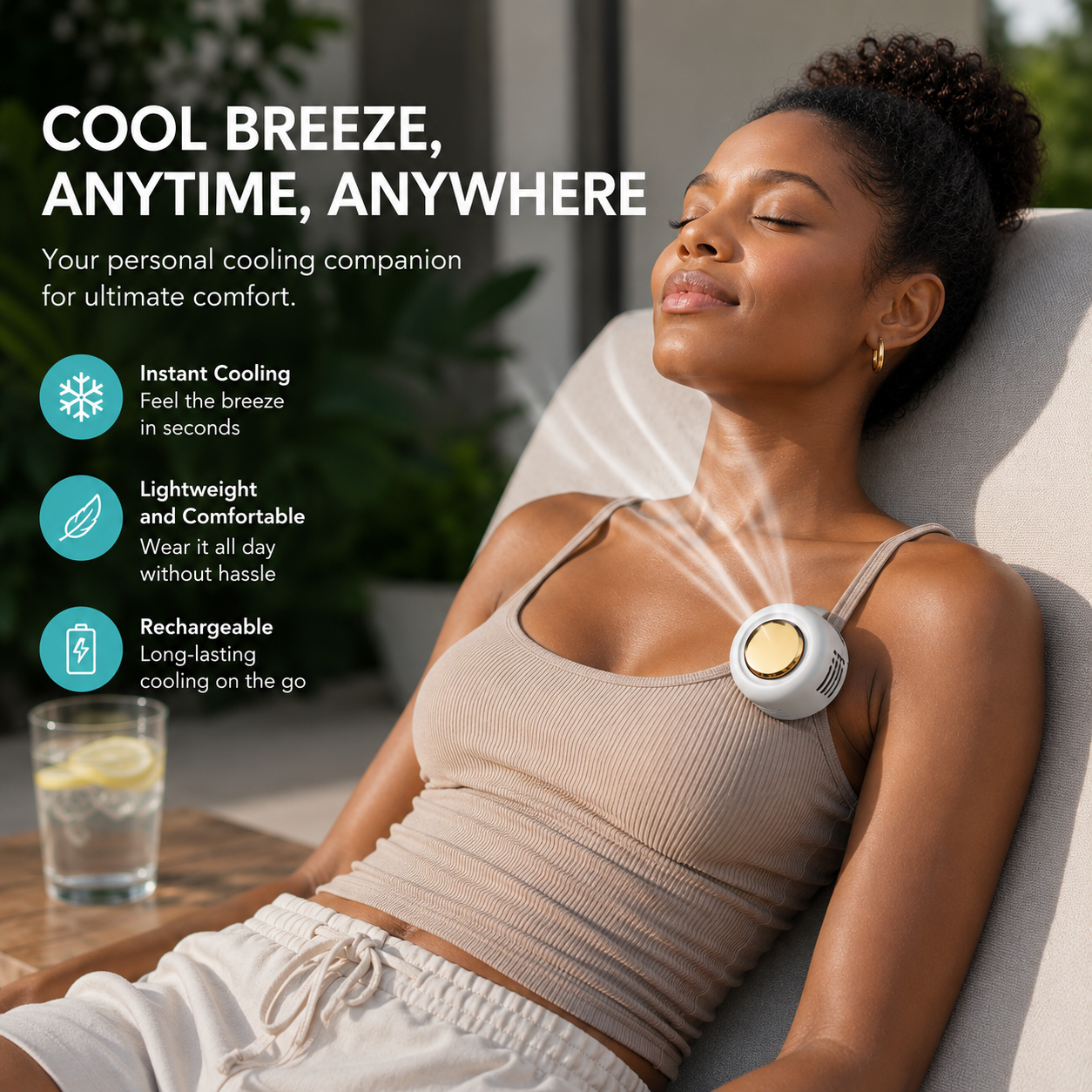 Sevaros Whirlwind™ Bladeless Mini Fan Portable USB Rechargeable — Small Silent Compact Cooling Fan for Home Office Travel Outdoor Summer