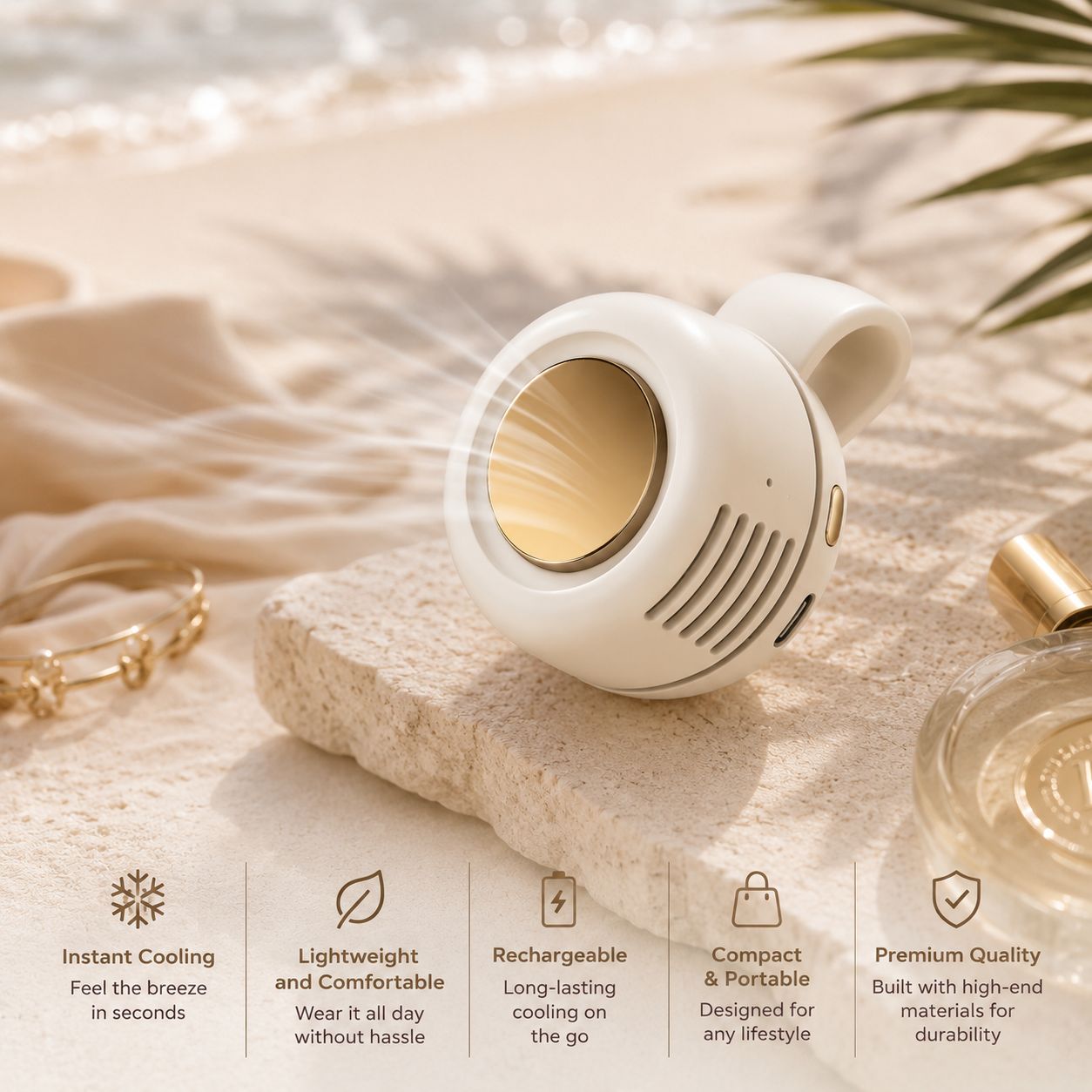 Sevaros Whirlwind™ Bladeless Mini Fan Portable USB Rechargeable — Small Silent Compact Cooling Fan for Home Office Travel Outdoor Summer