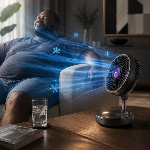 Sevaros FlexFan™ Desk Fan Foldable Rechargeable Wall Mount — Quiet High Speed Air Circulation Fan for Students Office Dorm Bedroom Summer