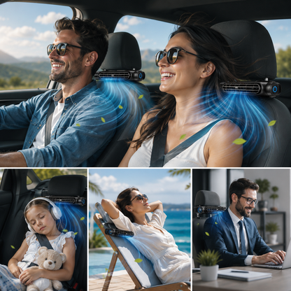 Sevaros ProSeat™ Car Seat Cooling Fan USB 3 Speed — Ventilated Seat Cooler for Car Truck SUV Long Drive Summer Heat Relief