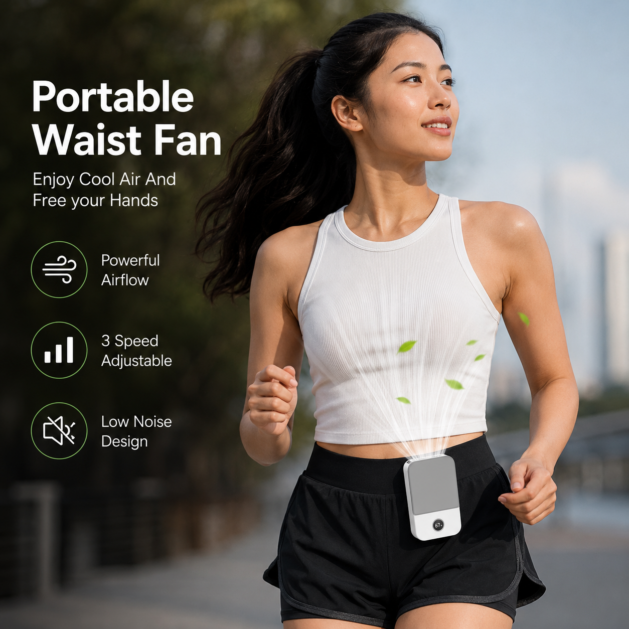 Sevaros AeroClip™ Bladeless Waist Neck Fan Rechargeable 2000mAh — 3 Speed Wearable Clip Fan Hands Free for Outdoor Work Travel Summer