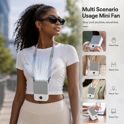 Sevaros AeroClip™ Bladeless Waist Neck Fan Rechargeable 2000mAh — 3 Speed Wearable Clip Fan Hands Free for Outdoor Work Travel Summer