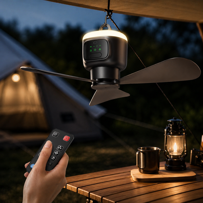 Sevaros SkyBreeze™ Camping Fan Rechargeable 12000mAh Remote Control LED — Portable Ceiling Tent Fan for Outdoor Camping RV Power Outage