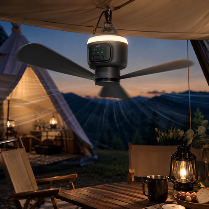 Sevaros SkyBreeze™ Camping Fan Rechargeable 12000mAh Remote Control LED — Portable Ceiling Tent Fan for Outdoor Camping RV Power Outage