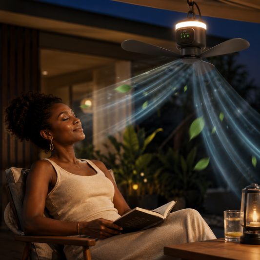 Sevaros SkyBreeze™ Camping Fan Rechargeable 12000mAh Remote Control LED — Portable Ceiling Tent Fan for Outdoor Camping RV Power Outage