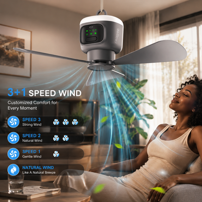 Sevaros SkyBreeze™ Camping Fan Rechargeable 12000mAh Remote Control LED — Portable Ceiling Tent Fan for Outdoor Camping RV Power Outage
