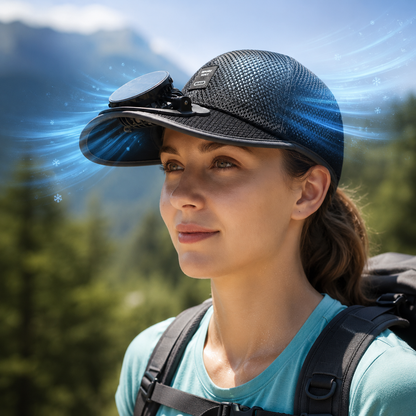 Sevaros SolarBrim™ Solar Fan Baseball Cap USB Rechargeable — Breathable Mesh Cooling Hat Outdoor Sports Running Hiking Golf Men Women