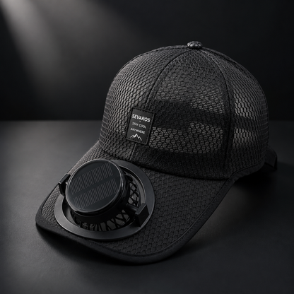 Sevaros SolarBrim™ Solar Fan Baseball Cap USB Rechargeable — Breathable Mesh Cooling Hat Outdoor Sports Running Hiking Golf Men Women