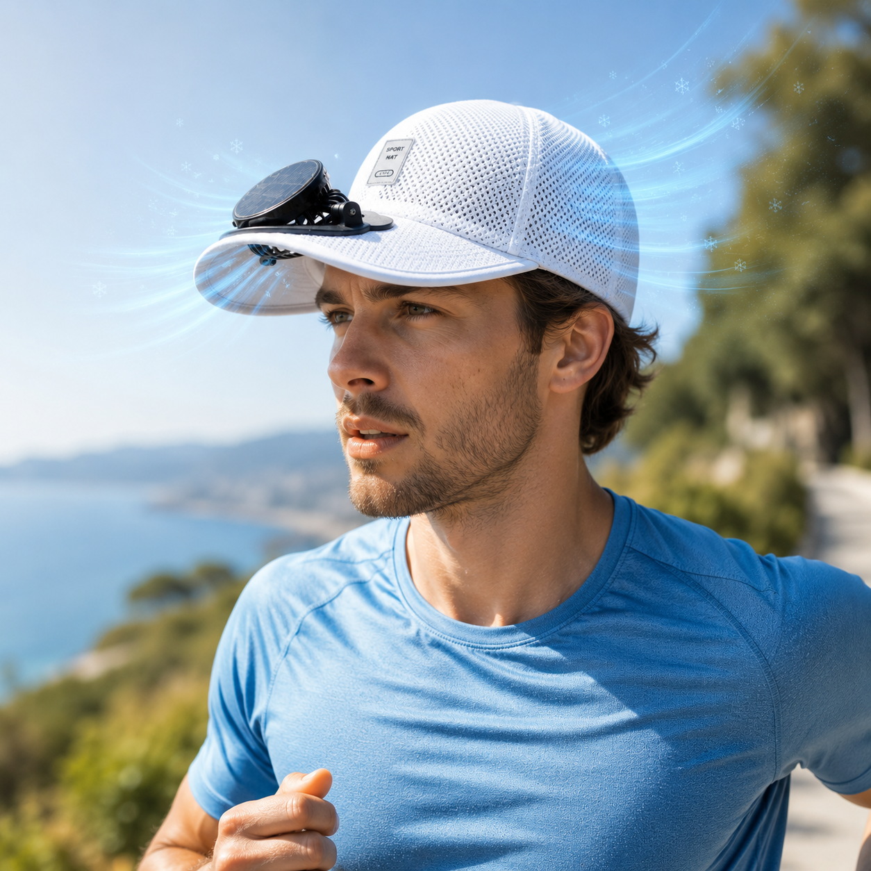 Sevaros SolarBrim™ Solar Fan Baseball Cap USB Rechargeable — Breathable Mesh Cooling Hat Outdoor Sports Running Hiking Golf Men Women