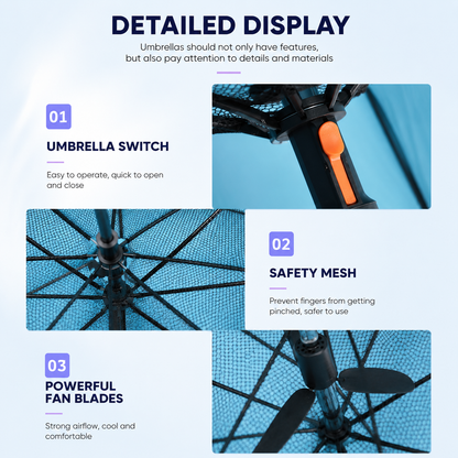 Sevaros MistShade™ Cooling Fan Umbrella Rechargeable UV Protection — Sun Umbrella with Built In Fan Mist Spray for Beach Outdoor Summer