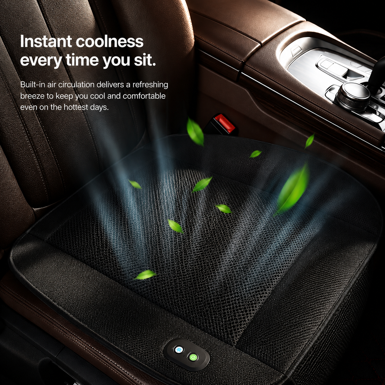 Sevaros VentSeat™ Car Seat Cooling Cushion with USB Fans — Ventilated Breathable Seat Pad for Car Truck Summer Driving Heat Relief