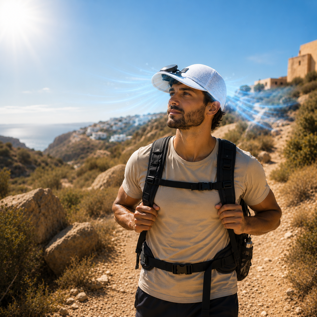 Sevaros SolarBrim™ Solar Fan Baseball Cap USB Rechargeable — Breathable Mesh Cooling Hat Outdoor Sports Running Hiking Golf Men Women