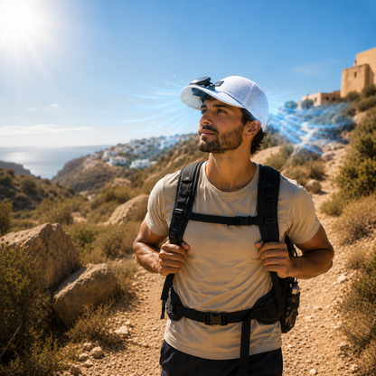 Sevaros SolarBrim™ Solar Fan Baseball Cap USB Rechargeable — Breathable Mesh Cooling Hat Outdoor Sports Running Hiking Golf Men Women