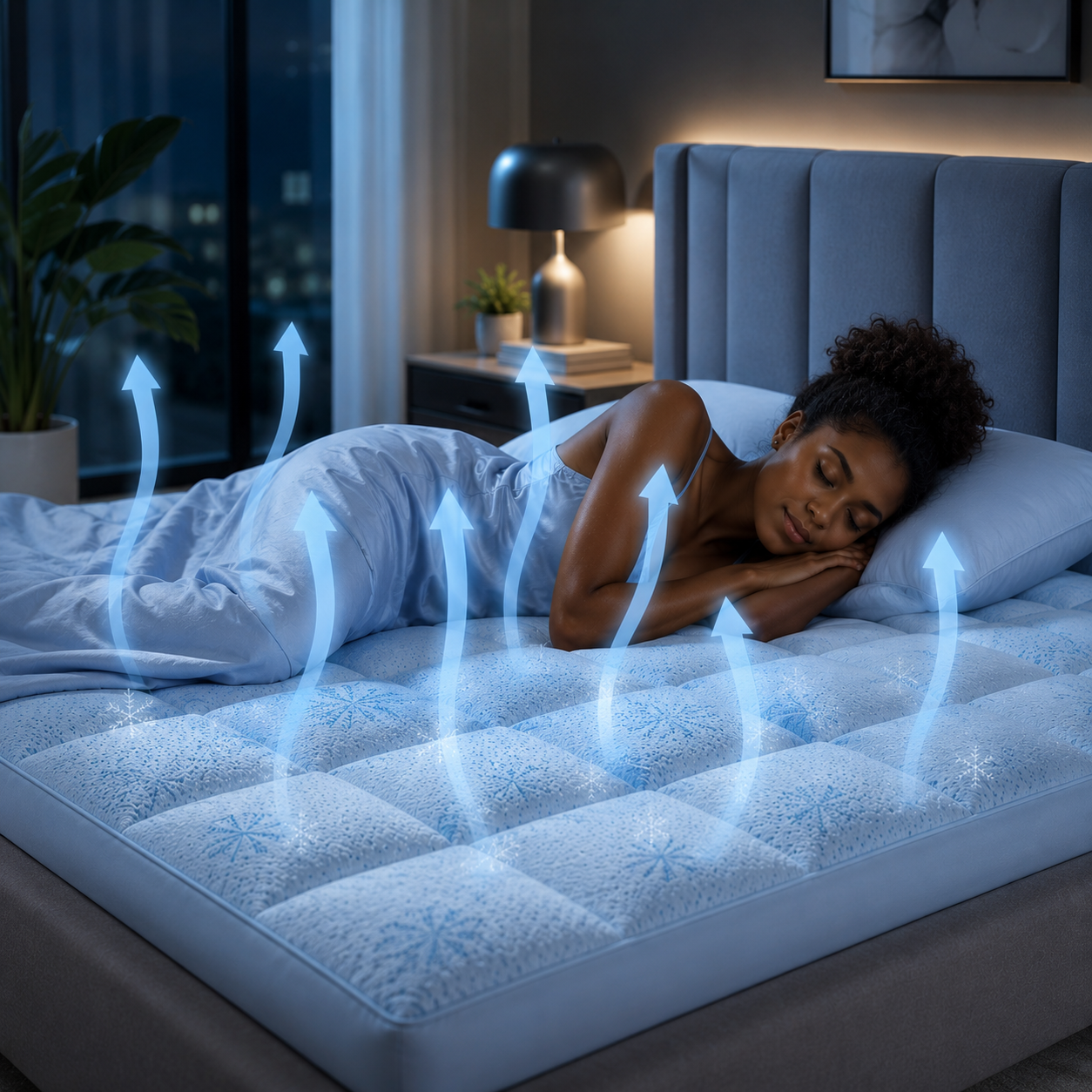 Sevaros BambooChill™ Bamboo Fiber Cooling Mattress Topper Breathable — Extra Thick Cool Mattress Pad for Hot Sleepers Twin Full Queen King