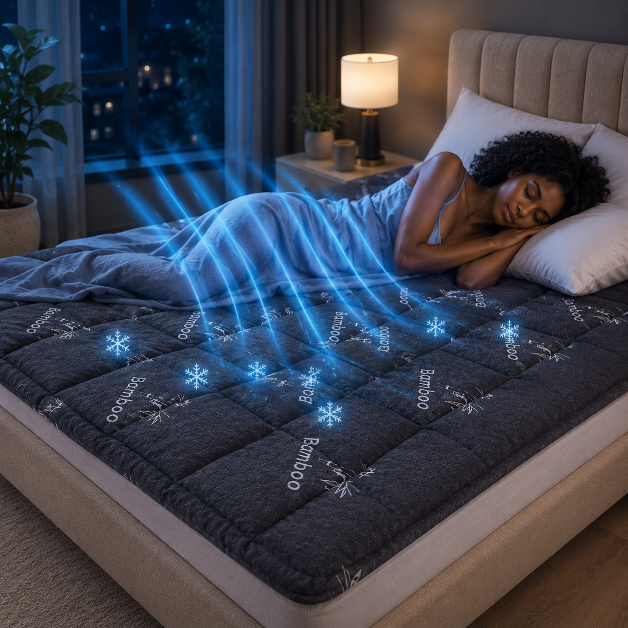 Sevaros BambooChill™ Bamboo Fiber Cooling Mattress Topper Breathable — Extra Thick Cool Mattress Pad for Hot Sleepers Twin Full Queen King