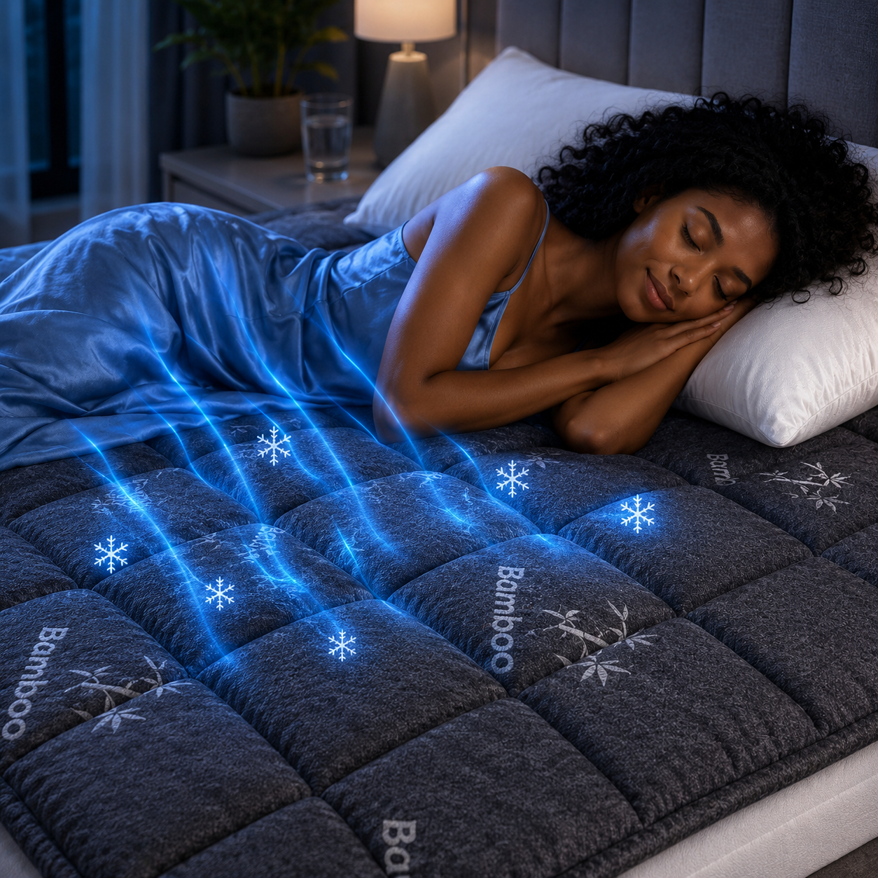Sevaros BambooChill™ Bamboo Fiber Cooling Mattress Topper Breathable — Extra Thick Cool Mattress Pad for Hot Sleepers Twin Full Queen King