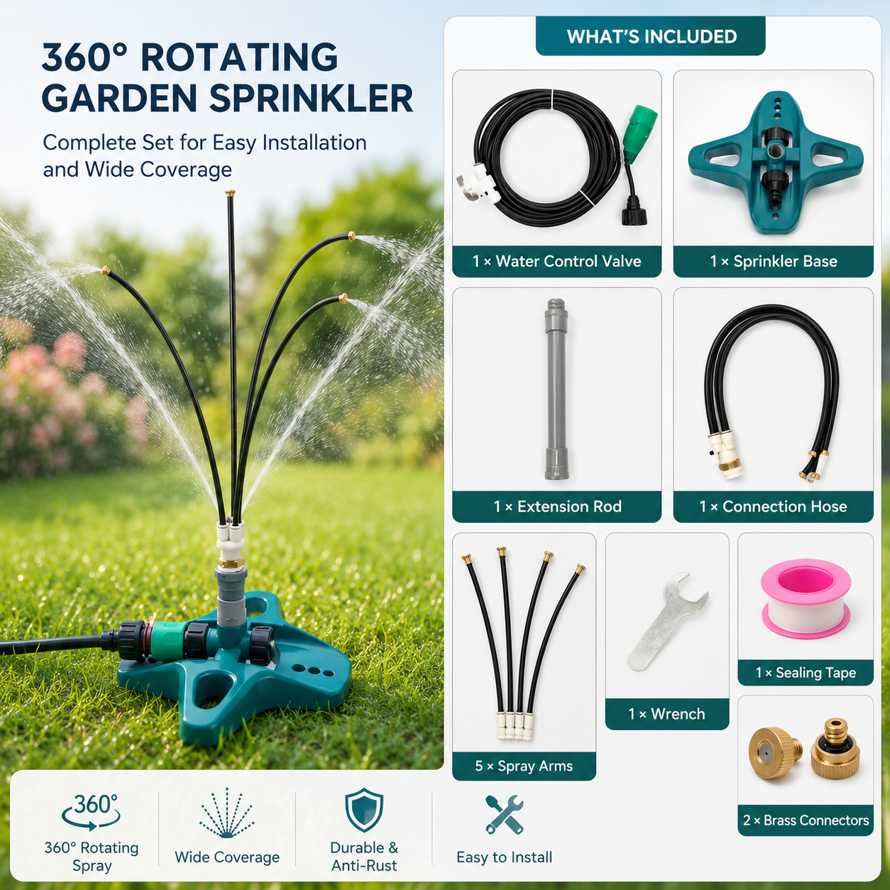 Sevaros MistZone™ Portable Outdoor Misting Cooling System — Patio Garden Backyard Atomization Spray Cooling Kit Summer Heat Relief