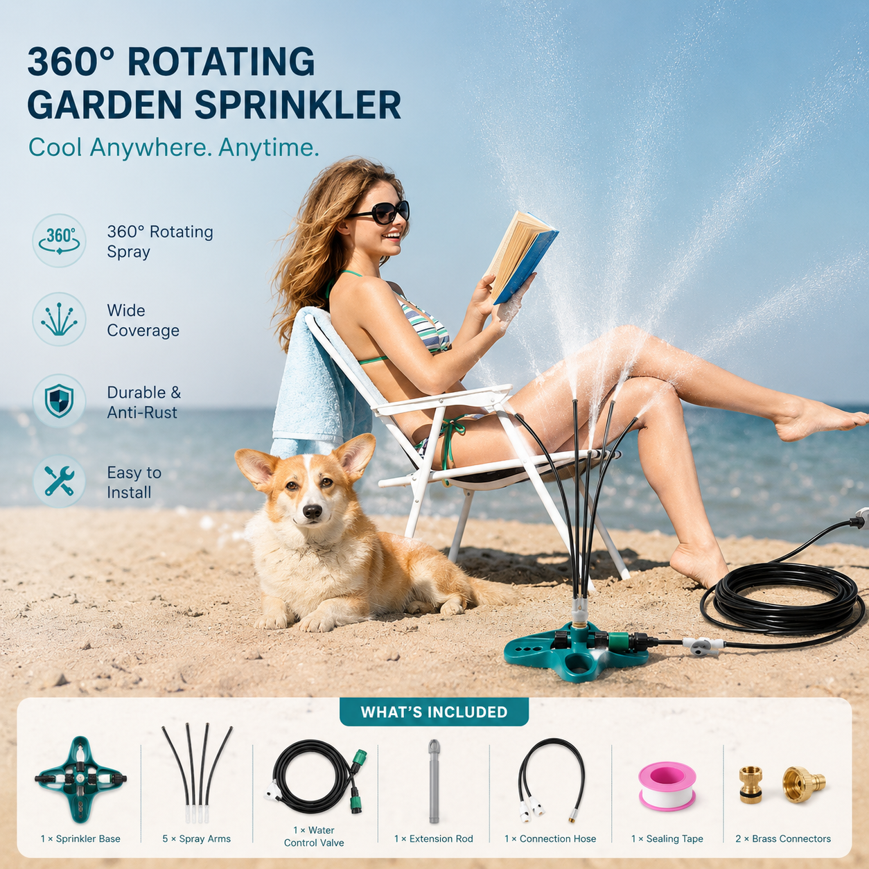 Sevaros MistZone™ Portable Outdoor Misting Cooling System — Patio Garden Backyard Atomization Spray Cooling Kit Summer Heat Relief