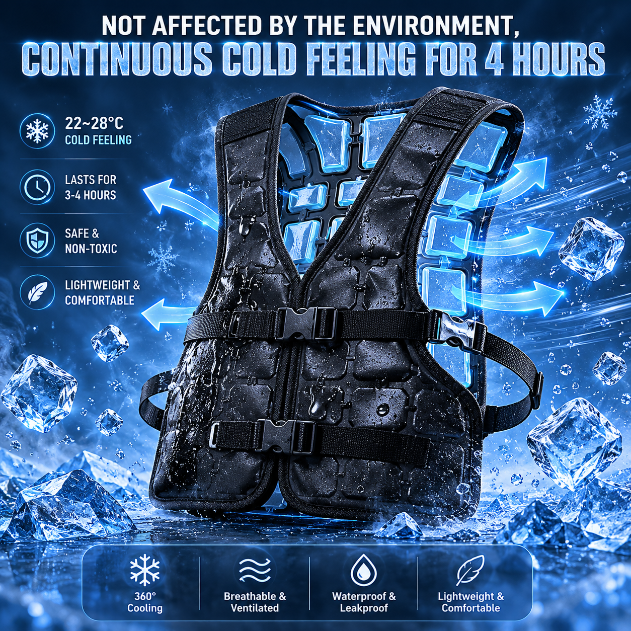 Sevaros PhaseCore Pro™ Phase Change Cooling Vest 4 Hour Temperature Regulation — Lightweight Portable Vest for Outdoor Work Sports Construction