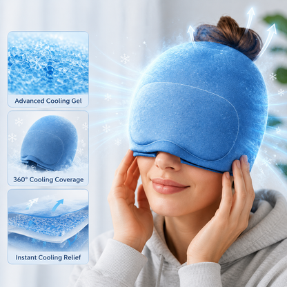 Sevaros IceMask™ Cooling Gel Eye Mask and Cap Set Cold Therapy — Headache Migraine Relief Reusable Ice Eye Mask for Puffy Eyes Sleep