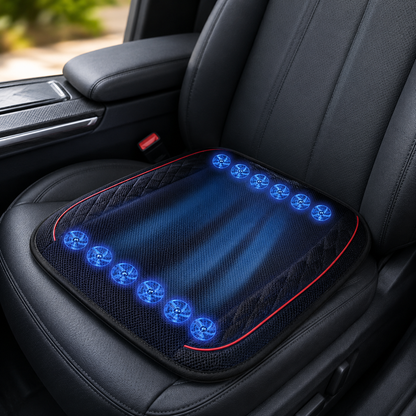 Sevaros AirDrive™ Car Seat Cooling Cushion 10 Fan Ventilated — Breathable Seat Pad for Car Truck Summer Driving Heat Relief