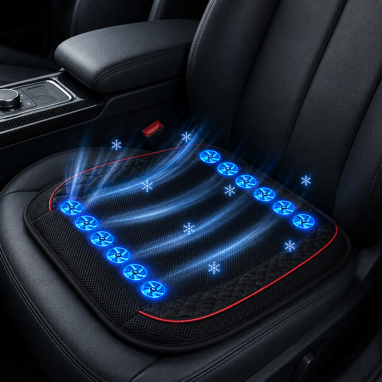 Sevaros AirDrive™ Car Seat Cooling Cushion 10 Fan Ventilated — Breathable Seat Pad for Car Truck Summer Driving Heat Relief