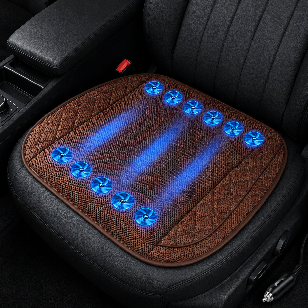Sevaros AirDrive™ Car Seat Cooling Cushion 10 Fan Ventilated — Breathable Seat Pad for Car Truck Summer Driving Heat Relief