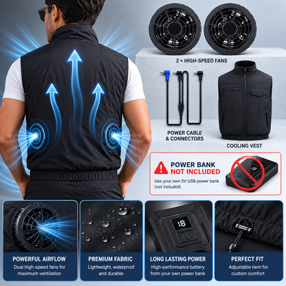 Sevaros AeroVest™ Cooling Vest with Fan Air Conditioned — Portable Fan Vest for Outdoor Work Construction Heat Relief Summer Men Women