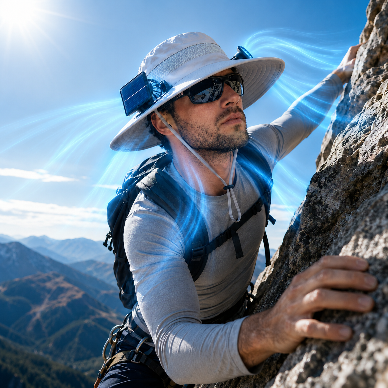 Sevaros SolarBreeze™ Solar Cooling Hat Dual Fan Rechargeable — Breathable Sun Hat with Fan for Outdoor Hiking Golf Camping Men Women
