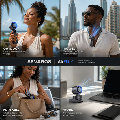 Sevaros AirElite™ Handheld Fan Rechargeable USB-C Mini — Portable Personal Cooling Fan for Travel Outdoor Office Gym Summer Men Women
