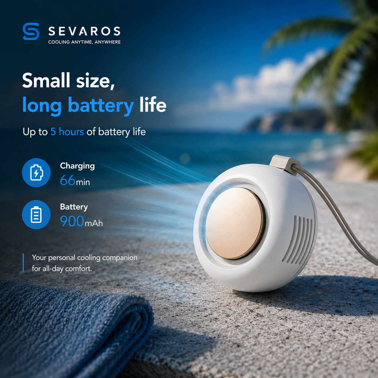 Sevaros Whirlwind™ Bladeless Mini Fan Portable USB Rechargeable — Small Silent Compact Cooling Fan for Home Office Travel Outdoor Summer