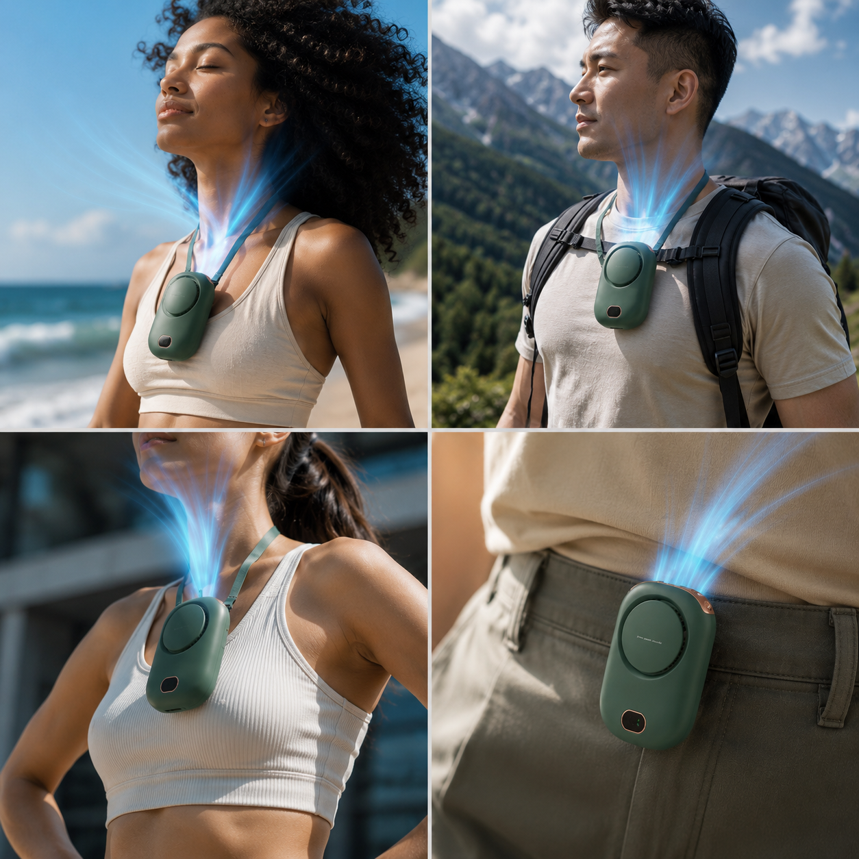 Neck Fan Rechargeable 1800mAh Bladeless USB Hands Free — Sevaros NeckDrift™ Portable Personal Cooling Fan Sports Travel Outdoor Running Summer