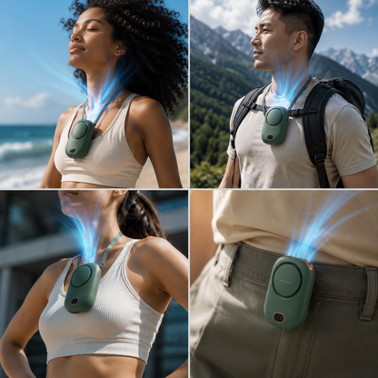 Neck Fan Rechargeable 1800mAh Bladeless USB Hands Free — Sevaros NeckDrift™ Portable Personal Cooling Fan Sports Travel Outdoor Running Summer