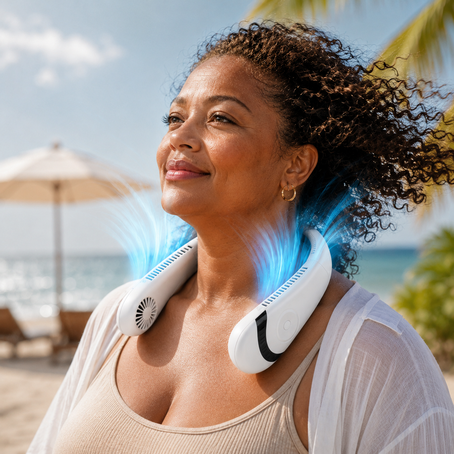 Sevaros FlexFlow™ Bladeless Neck Fan Rechargeable USB — Hands Free Portable Personal Cooling Fan for Travel Outdoor Sports Office Summer
