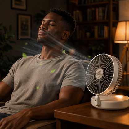 Sevaros FlexFan™ Desk Fan Foldable Rechargeable Wall Mount — Quiet High Speed Air Circulation Fan for Students Office Dorm Bedroom Summer