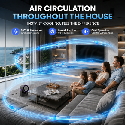 Sevaros AirCirculate™ Portable Air Circulator Fan Wireless USB — Silent Desktop Wall Fan for Home Office Bedroom Dorm Summer Cooling