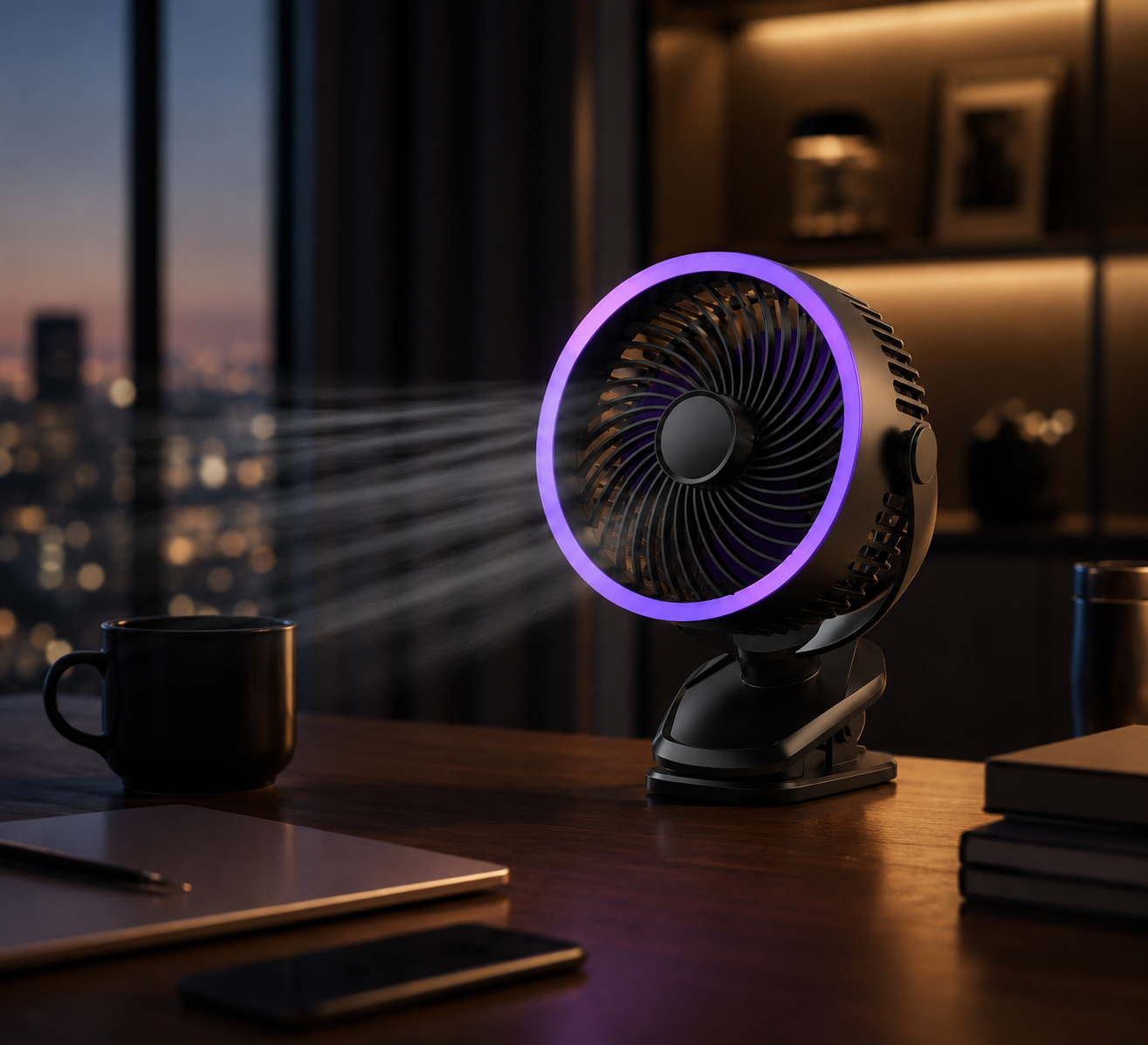 Sevaros ChargeBreeze™ Clip Fan USB Rechargeable 5 Speed Silent — Portable Desk Fan for Bedroom Office Dorm Stroller Travel Summer Cooling