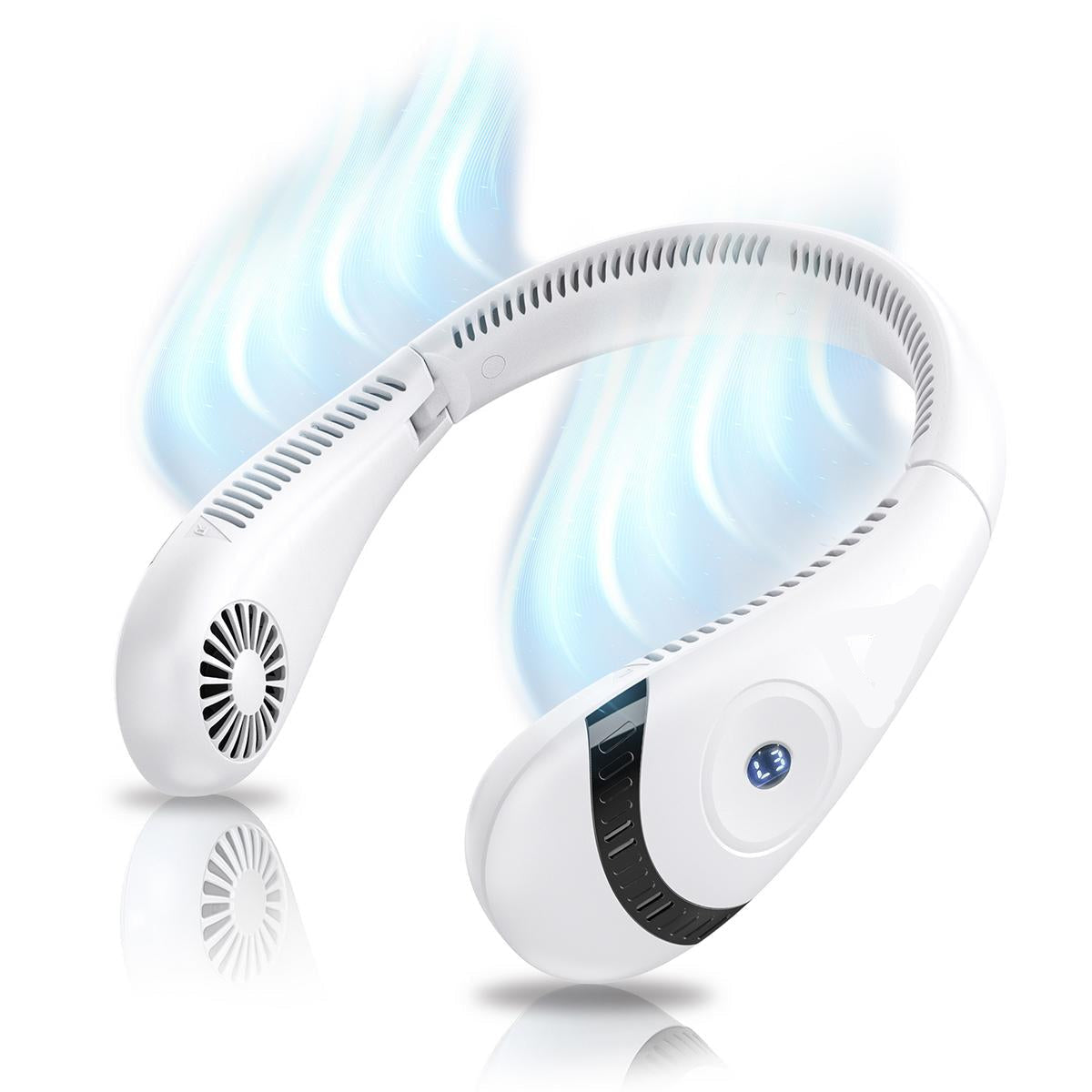 Neck Fan Rechargeable Bladeless 5000mAh USB Hands Free — Sevaros FlexFlow™ Portable Personal Cooling Fan Travel Outdoor Sports Summer