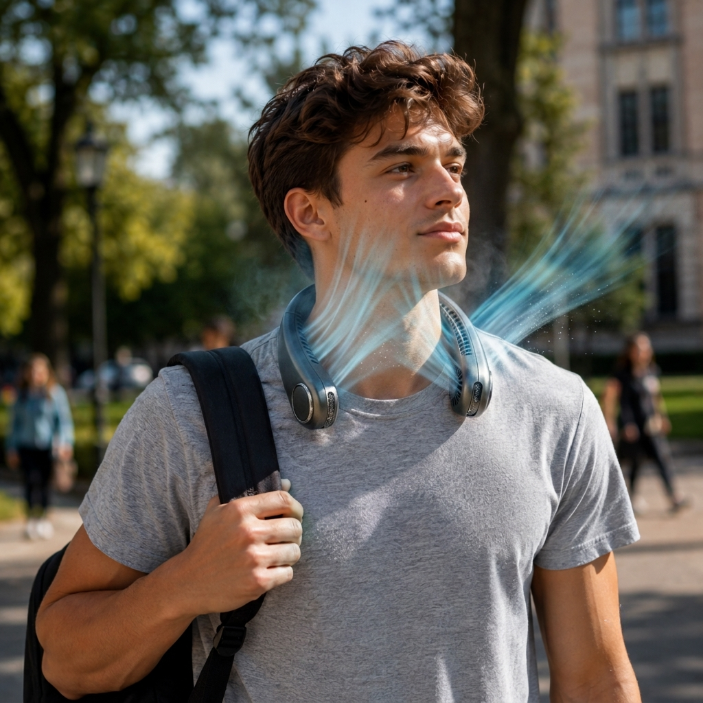 Sevaros AeroLux Neck Fan Rechargeable Bladeless Hands Free Portable Wearable Cooling Fan USB Travel Outdoor Office Summer