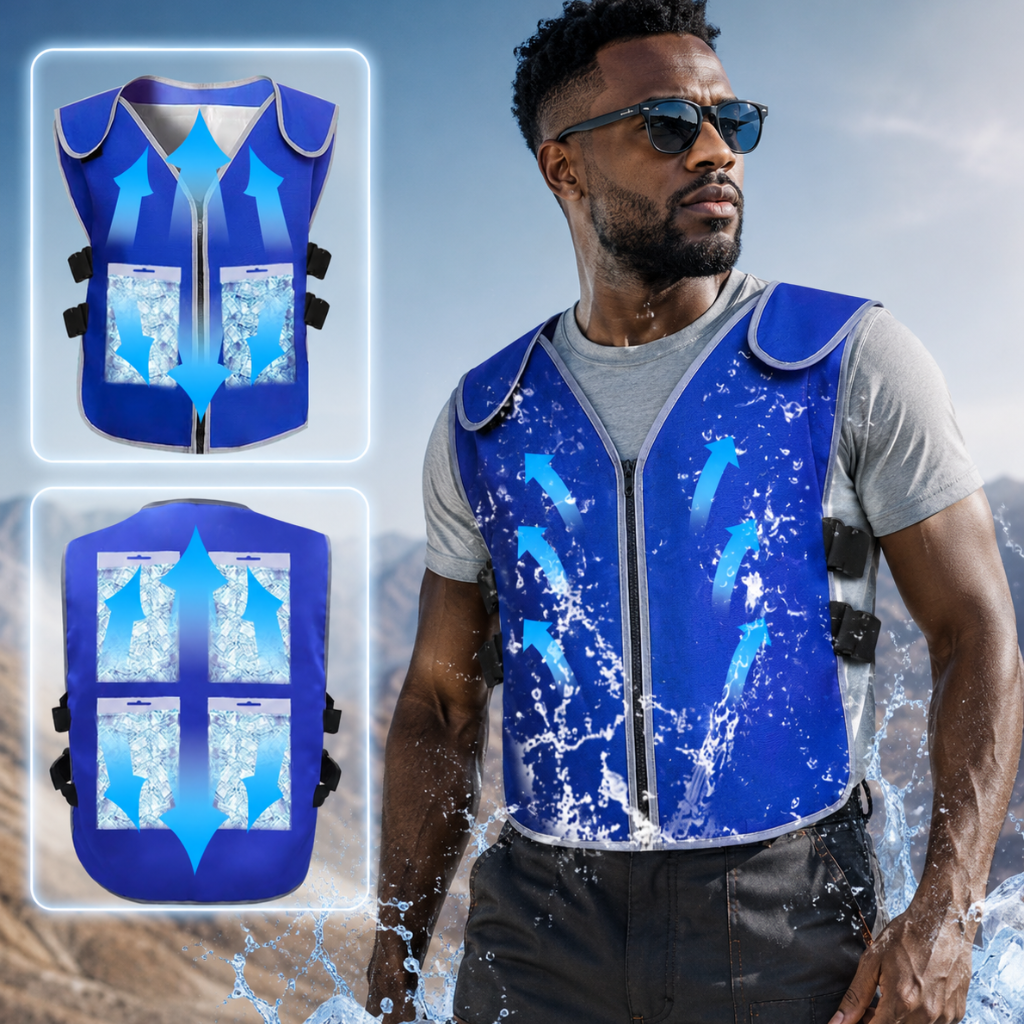 Sevaros ArcticCore™ Cooling Vest with Ice Packs Adjustable — Portable Ice Vest for Outdoor Work Construction Sports Heat Relief Men Women