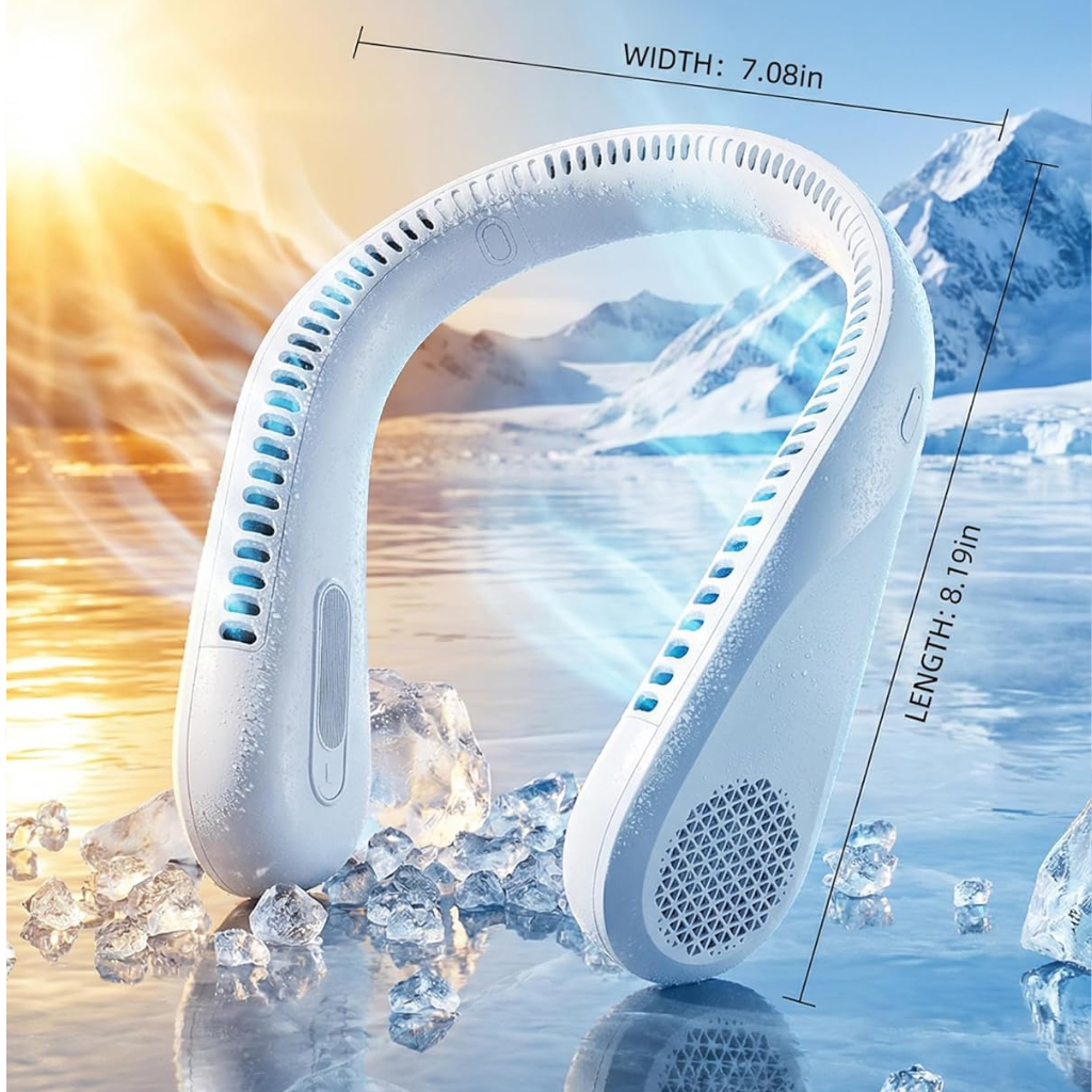Sevaros ComfortBreeze™ Portable Neck Fan Rechargeable 6000mAh — Wearable Neck Fan, Bladeless Personal Cooling Fan, Hands Free Fan with 4 Speeds & 20H Runtime