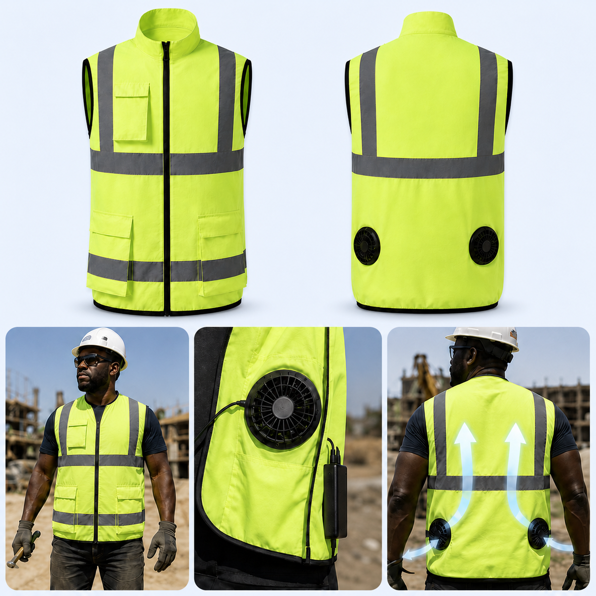 Sevaros AirFlow Vest™ Cooling Vest – Rechargeable Fan Powered Cooling Vest for Outdoor Work, Construction, Travel & Summer Heat