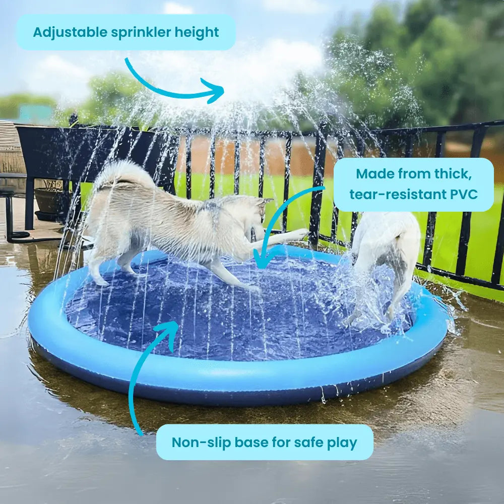 Sevaros HydroPaws™ Dog Cooling Splash Pad – Outdoor Sprinkler Water Play Mat for Dogs, Summer Cooling Pad, Backyard Splash Pool for Pets