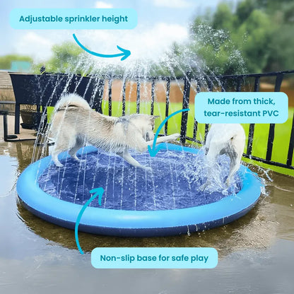 Sevaros HydroPaws™ Dog Cooling Splash Pad – Outdoor Sprinkler Water Play Mat for Dogs, Summer Cooling Pad, Backyard Splash Pool for Pets