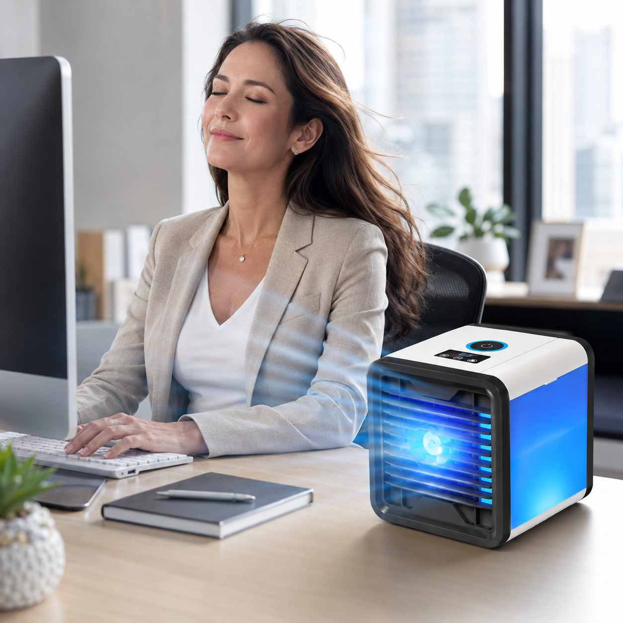 Sevaros MistHome™ Mini Air Conditioner Humidifier Portable USB — Personal Desktop Air Cooler Moisture Cooling Fan for Home Office Bedroom