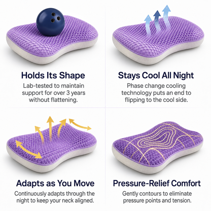 Sevaros GelCerv™ Cooling Gel Cervical Pillow TPE Zero Pressure — Adaptive Neck Support Cool Pillow for Hot Sleepers Side Back Sleeper