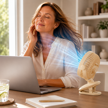 Sevaros ChargeBreeze™ Clip Fan USB Rechargeable 5 Speed Silent — Portable Desk Fan for Bedroom Office Dorm Stroller Travel Summer Cooling