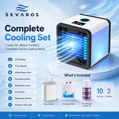 Sevaros MistHome™ Mini Air Conditioner Humidifier Portable USB — Personal Desktop Air Cooler Moisture Cooling Fan for Home Office Bedroom