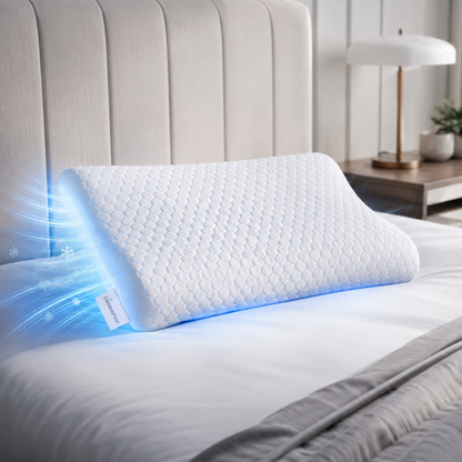 Sevaros BambooRest™ Memory Foam Cooling Pillow Bamboo Fiber — Cervical Support Breathable Cool Pillow for Hot Sleepers Neck Pain Side Sleeper